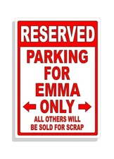 Personalized Parking Sign Wall Decal Metal Sign No Parking Customized for Emma