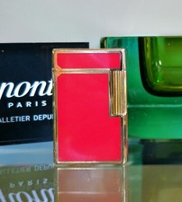 Genuine S.T. Dupont Line 1 Lighter in Red Chinese Lacquer with Gold Trim