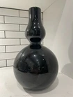 Vintage Large Black Haeger Double Bubble Vase 13” Original Sticker Bulbous