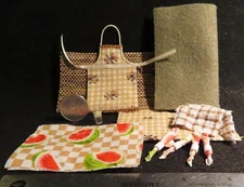 Apron White Brown Kitchen Lemon Water Watermelon Table 1:12 Mini Creative 9281