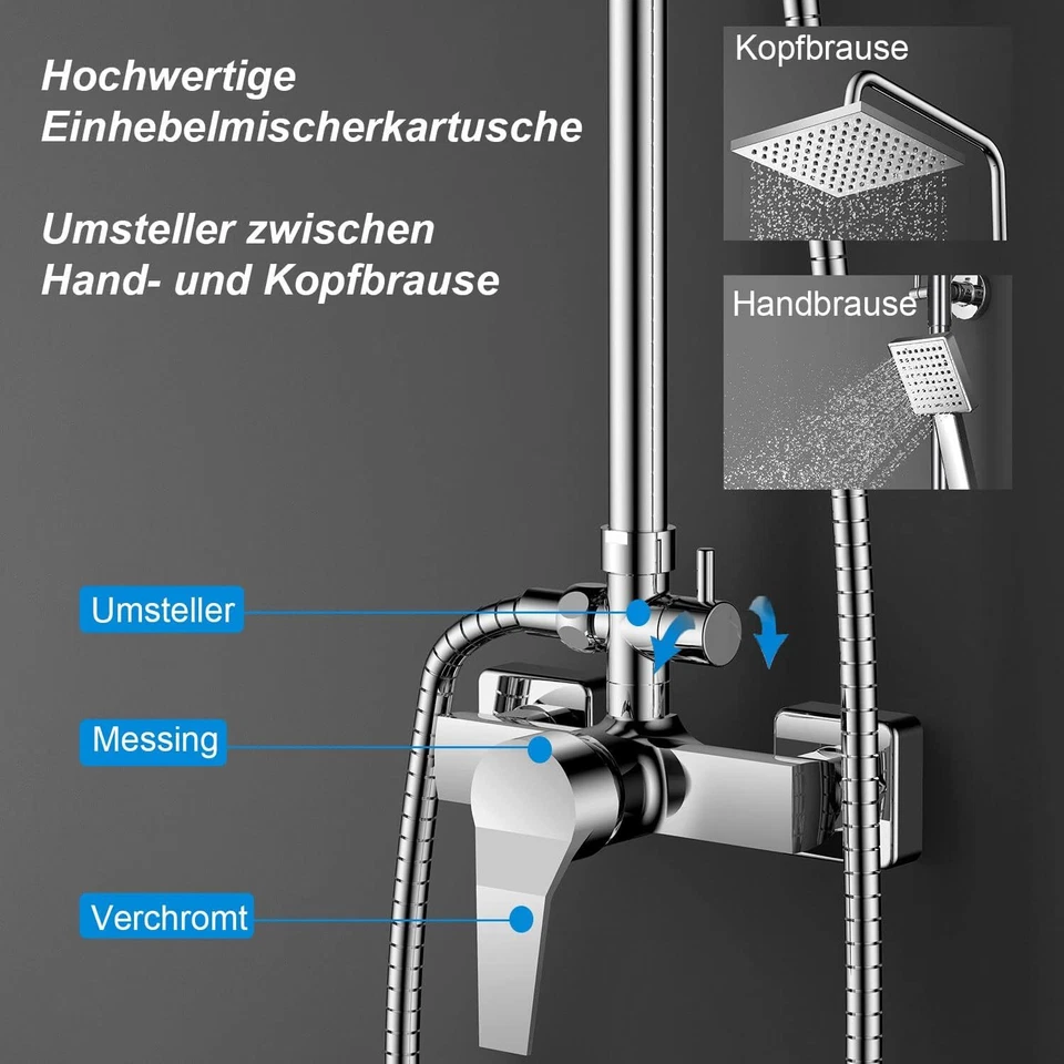 Duschset mit Armatur Duschsystem Einhebelmischer Duscharmatur Verstellbare Dusch - Bild 4 von 4