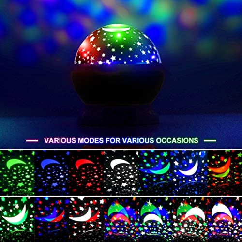 Kids Stars Night Light Projector: 360 Degree Rotating Moon Star Nightlight for - Bild 3 von 6