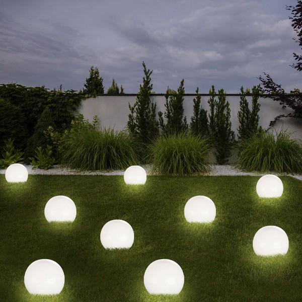 9X Solarkugel Gartenleuchte AußEnlampe Led Erdspieß Terrassen Leuchtkugel H 38Cm-image