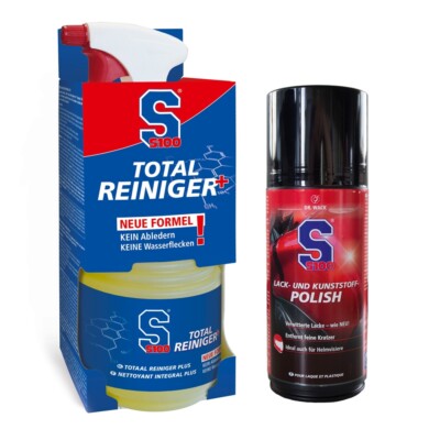 S100 Motorrad Total Reiniger 750ml + S100 Lack- und Kunststoff Polish Dr Wack