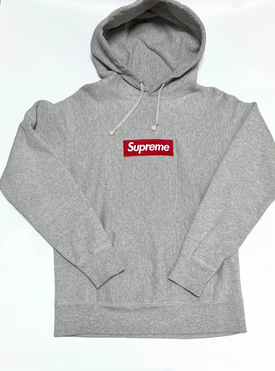 Supreme box logo hoodie red on grey S