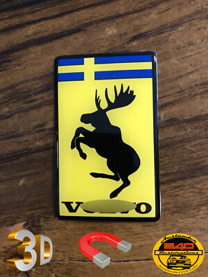 MAGNETIC   GENUINE Prancing Moose VOLVO 3  'A' Poly Gel Dome Decal
