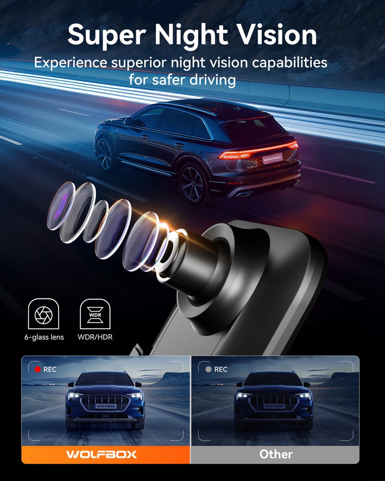 WOLFBOX 10-inch Smart Rear View Mirror Dash Cam DVR with GPS WOLFBOX 10-inch Smart Rear View Mirror Dash Cam DVR with GPS