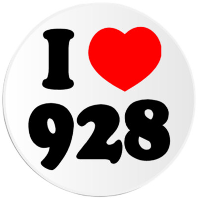 I Love 928 - 100 Pack Circle Stickers 3 Inch - Area Code