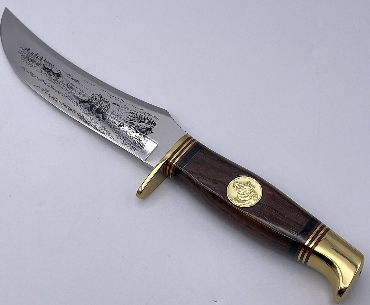 1989 Franklin Mint Sportsmans Fixed Blade Etched Grizzly 1989 Franklin Mint Sportsmans Fixed Blade Etched Grizzly