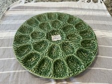 Vintage Olfaire Portugal Majolica Cabbage Deviled Egg Plate Platter 13