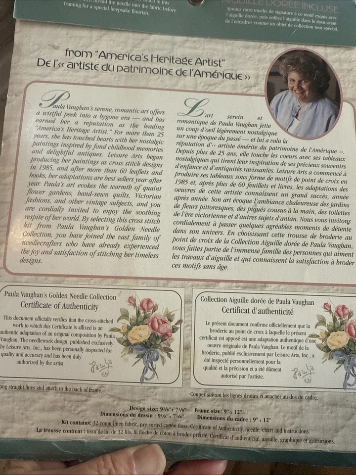 Kit de punto de cruz contado de Paula Vaughan rosas de verano aguja dorada 113965 Foto 4 de 4