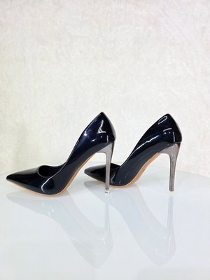 Jewels Black Patent Hologram 4'' Heel Stiletto Shoes Pointy Toe Pumps