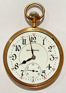 Illinois RR Grade 21j 16s Gold filled Pocket Watch Runs John Pierik. 1908