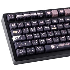 PBT Keycaps 142 Keys Dye-Sublimation Black Cat Design Cute Gaming Upgrade