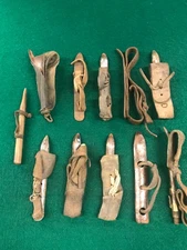 Antique Primitive Handheld Steel Leather Corn Husker Shuckers Vintage