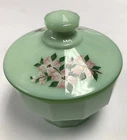 Vintage Westmoreland Jadeite Green Milk Glass Lidded Candy Dish  4”