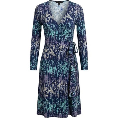 BCBGMAXAZRIA Wrap Dress Blue Purple Ikat Boho Print Sz S