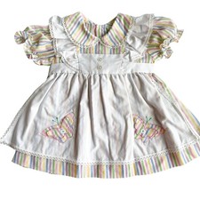 Vintage Tiny Tots Original Baby Girl Butterfly Dress, Pinafore - Size 12 Months