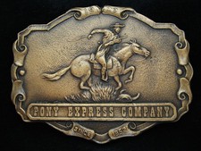 OA17114 NOS VINTAGE 1970s PONY EXPRESS COMPANY SINCE 1852 OLD WEST BUCKLE
