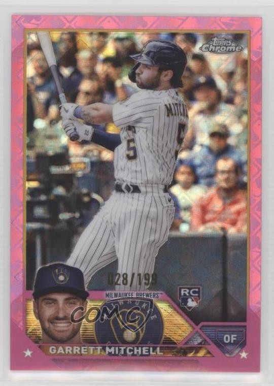 2023 Topps Chrome Logofractor Edition Pink Refractor 28/199 Garrett Mitchell b4d