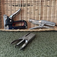 Vintage lot Stapler Staple Guns 3 pcs N-C DJ-340, TUV GS Bostitch Model P3