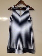 Old Navy Dress Womens Medium Blue White Striped Sleeveless A-Line V-Neck