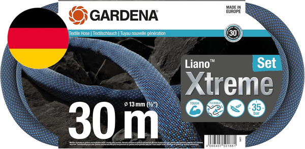 Gardena Liano Xtreme 1/2 Zoll, 30M Set: Extrem Robuster Gartenschlauch Aus Texti-image