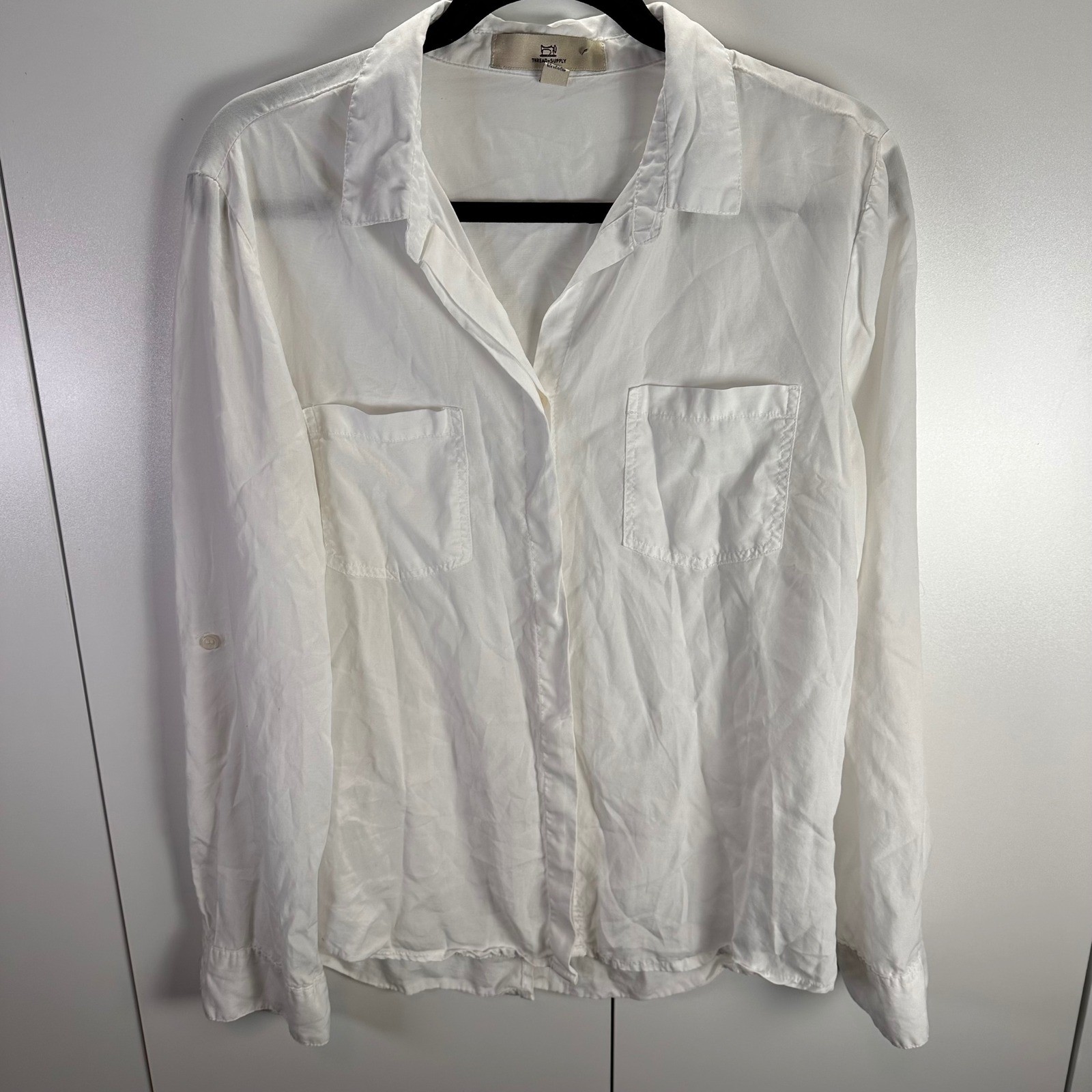 Thread+Supply Womens Lrg White Button Down Shirt … - image 1