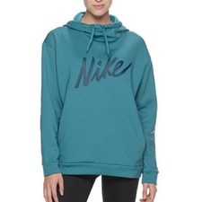 Women's XS NIKE Therma Soft Fleece Green/Blue Pullover Hoodie
