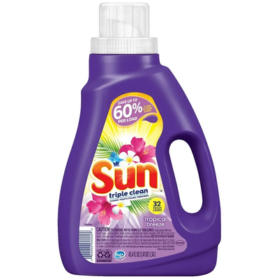 #ad Sun Triple Clean Laundry Detergent HE Tropical Breeze 32 Loads 45.4 fl oz $54.99