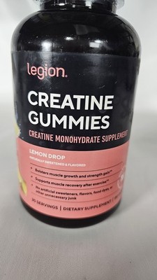 Legion Creatine Monohydrate Gummies LemonDrop Flavor. Exp: 03/2027