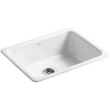 New Kohler K-6585-0 Iron-Tones 24-1-4 Undermount Single Basin Enameled Cast Iron