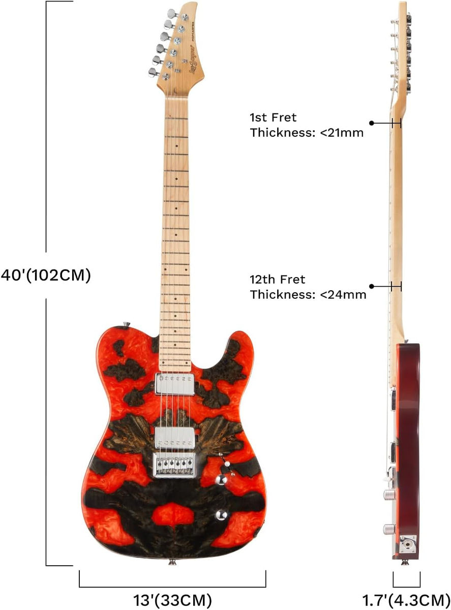 Leo Jaymz Electric Guitar Red 24-Fret Dual Humbuckers Fixed Bridge