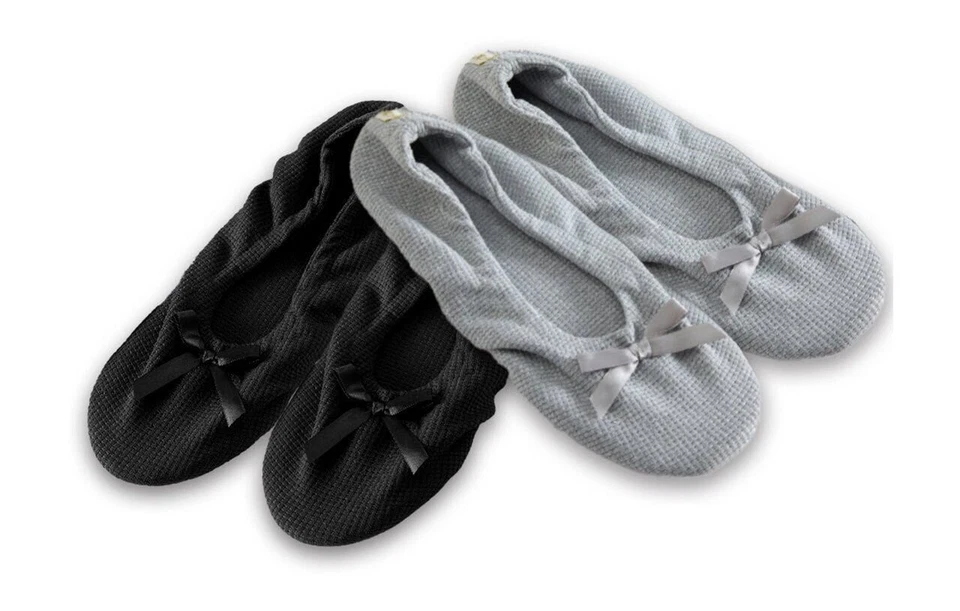 Pupeez Women's Flat Slip On Terry Classic Cotton & Velour Ballerina Slippers - Image 3 of 4