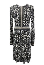 Holiday Party Tory Burch Printed 100% Silk Dress Black Beige baroque/damask SMAL