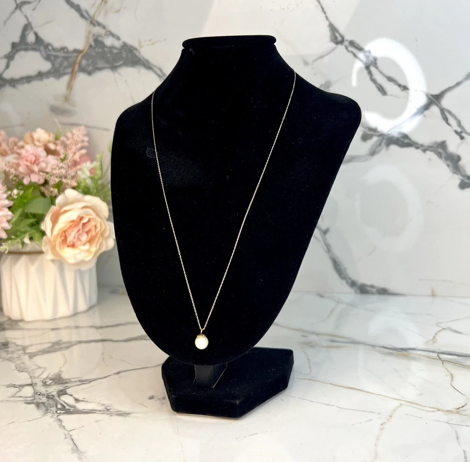 🎄 Solid 14k Yellow Gold Necklace Pearl 18” Christmas Gift for her Vintage Chain - Image 3 of 4