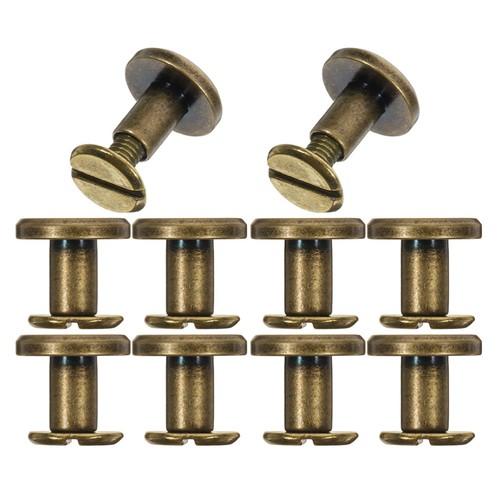 10 Pcs Rivetti Della Suocera Libro Mastro Di Jeans Vite Rilegatura - Foto 2 di 12