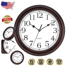 Decorative 12" Retro Wall Clock - Silent Bronze, Classic Vintage Style