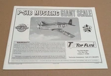 Hobbico Top Flite P-51B Mustang Giant Scale Build Instruction Manual P51GBP03
