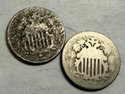 (Lot of 2) cull U.S. shield nickels WITH RAYS. #7