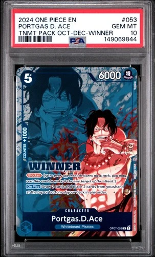 2024 ONE PIECE OP07-053 WINNER PACK 2024 OCT-DEC PROMO PORTGAS D ACE  PSA 10