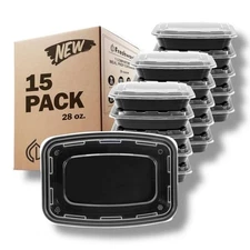 Freshware - Meal Prep Containers (28 oz) - 15 Pack, BPA-Free, Microwave Safe