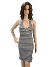 American Eagle Striped Bodycon Halter Dress Women's Size L