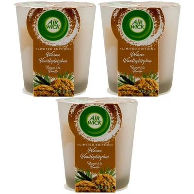 Air Wick Duftkerze Warme Vanilleplätzchen 3 x 105g bis zu 20h Brenndauer Winter - Bild 1 von 2