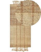 Teppich Jute Beige / Braun Mit Fransen 80 X 150 Cm Hangewebt NatüRlich Karkin