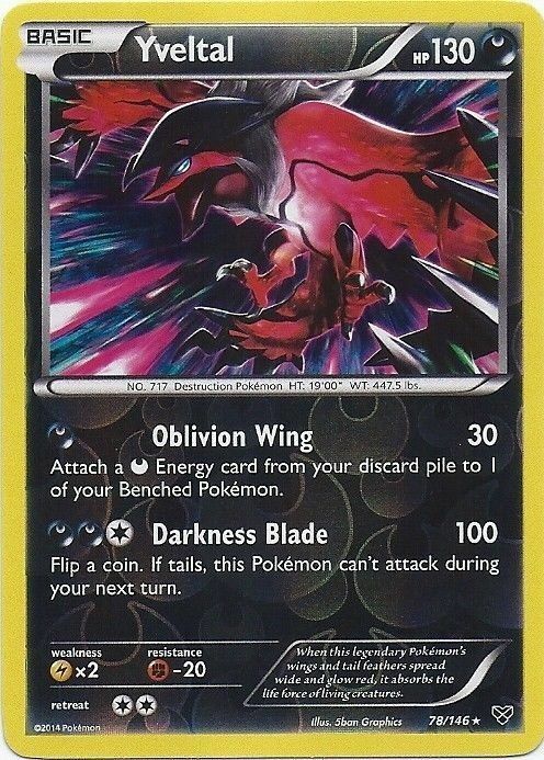 Yveltal - 78/146 - Rare PL/MP, English Pokemon XY Base Set