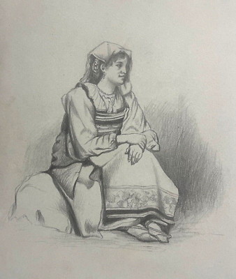 Women Italy Drawing Circa 1860