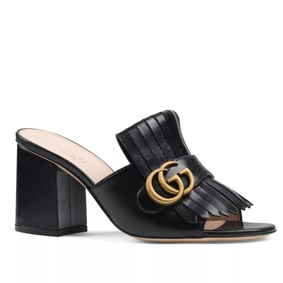 Gucci GG Marmont Fringe Open Toe Mule Sandals 39.5 | eBay