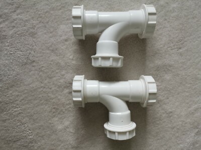 2 x Ablauf Rohr Fittinge Verbinder Bogen Abzweig Clip Muffe 32 mm BRANDNEU