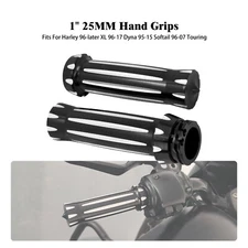 Black CNC 1" 25mm Handlebar Hand Grips For Harley Touring Dyna Softail Sportster